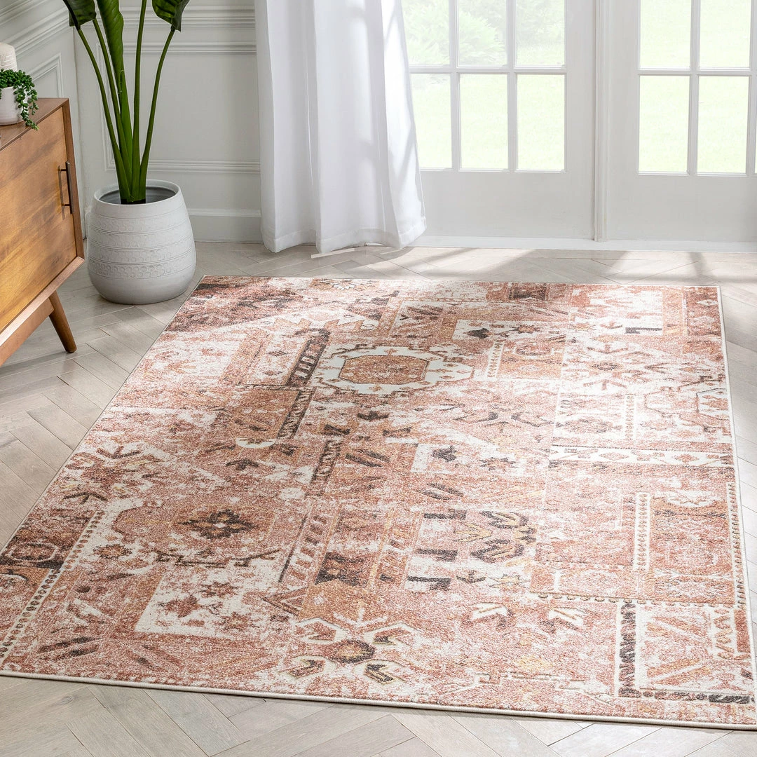 Well Woven Elizabeth Global Vintage Patchwork Pattern Blush Pink Rug 1 Well Woven Elizabeth Global Vintage Patchwork Pattern Blush Pink Rug