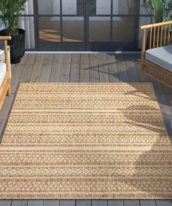 Well Woven Global Arwen Tribal Indoor/Outdoor Brown Textured Rug