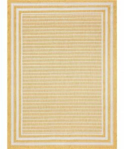 Well Woven Frankie Modern Stripes Indoor/Outdoor Yellow Textured Rug