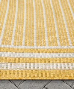 Well Woven Frankie Modern Stripes Indoor/Outdoor Yellow Textured Rug