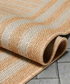 Well Woven Frankie Modern Stripes Indoor/Outdoor Beige Textured Rug