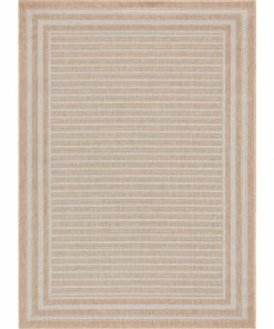 Well Woven Frankie Modern Stripes Indoor/Outdoor Beige Textured Rug