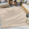 Well Woven Frankie Modern Stripes Indoor/Outdoor Beige Textured Rug