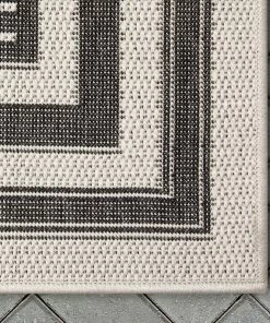 Well Woven Frankie Modern Stripes Indoor/Outdoor Black Textured Rug