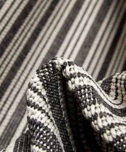 Well Woven Frankie Modern Stripes Indoor/Outdoor Black Textured Rug