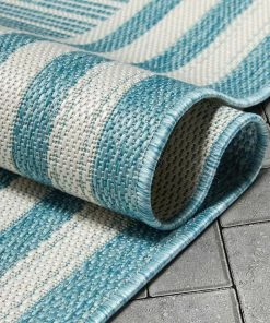 Well Woven Frankie Modern Stripes Indoor/Outdoor Blue Textured Rug