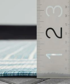 Well Woven Frankie Modern Stripes Indoor/Outdoor Blue Textured Rug