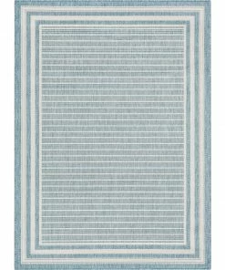 Well Woven Frankie Modern Stripes Indoor/Outdoor Blue Textured Rug