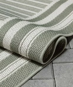 Well Woven Frankie Modern Stripes Indoor/Outdoor Green Textured Rug