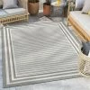 Well Woven Frankie Modern Stripes Indoor/Outdoor Green Textured Rug