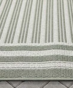 Well Woven Frankie Modern Stripes Indoor/Outdoor Green Textured Rug