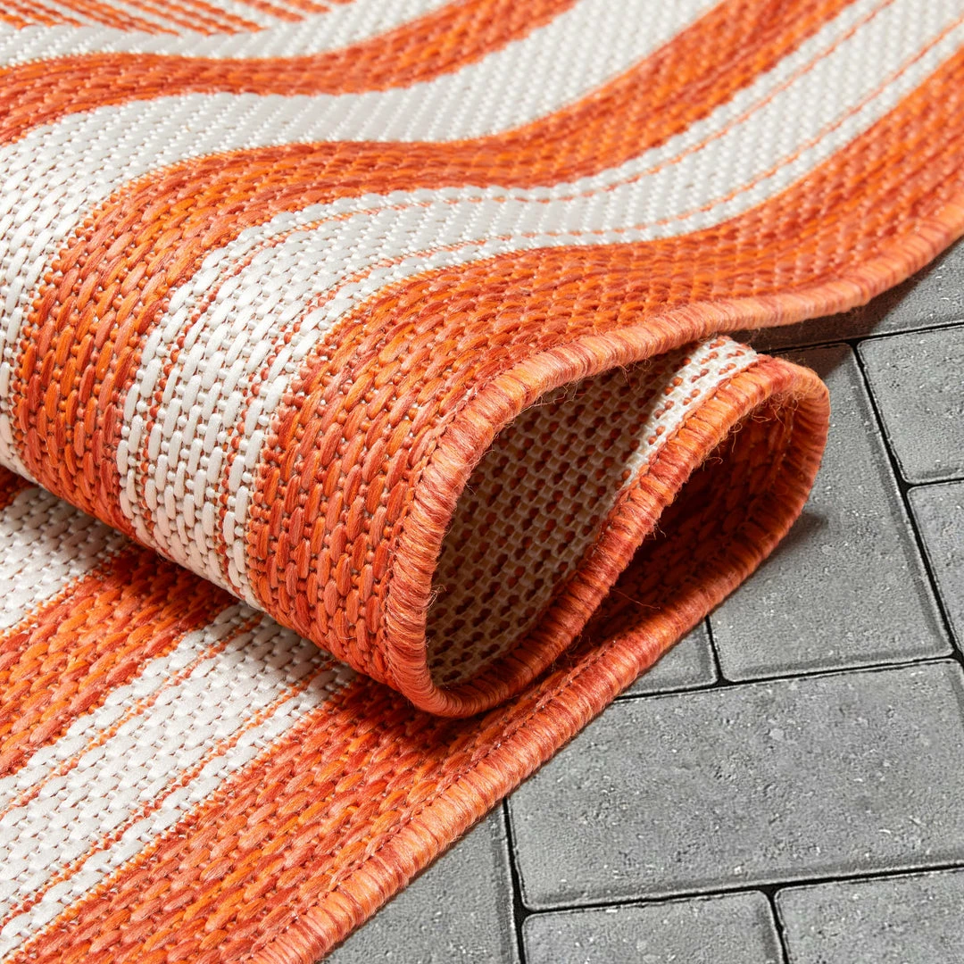 Well Woven Frankie Modern Stripes Indoor/Outdoor Orange Textured Rug 7 Well Woven Frankie Modern Stripes Indoor/Outdoor Orange Textured Rug