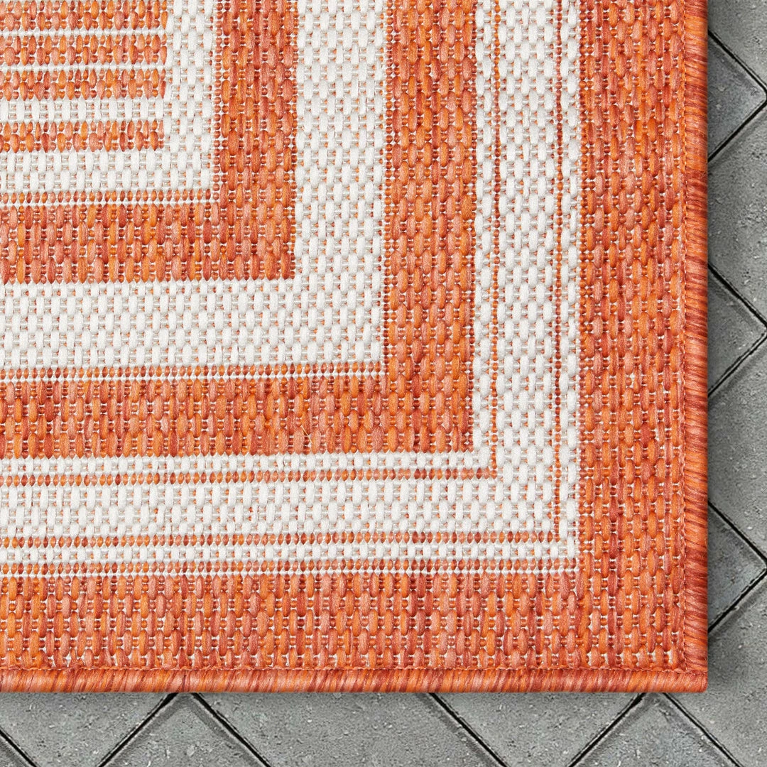Well Woven Frankie Modern Stripes Indoor/Outdoor Orange Textured Rug 3 Well Woven Frankie Modern Stripes Indoor/Outdoor Orange Textured Rug