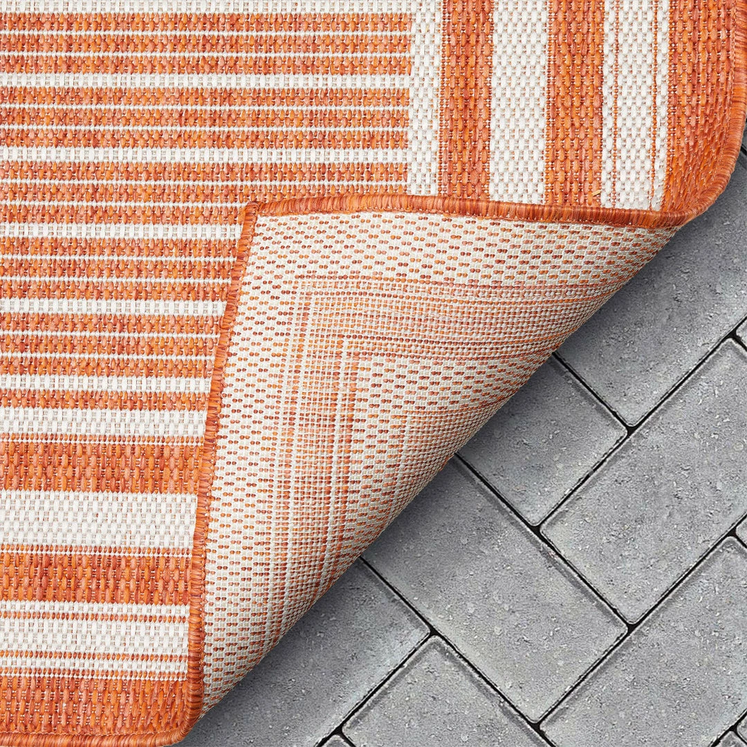 Well Woven Frankie Modern Stripes Indoor/Outdoor Orange Textured Rug 5 Well Woven Frankie Modern Stripes Indoor/Outdoor Orange Textured Rug
