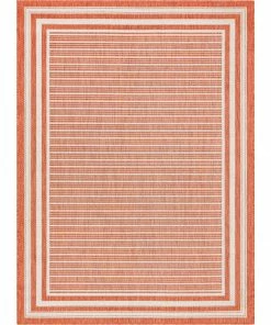 Well Woven Frankie Modern Stripes Indoor/Outdoor Orange Textured Rug