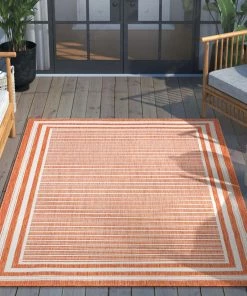 Well Woven Frankie Modern Stripes Indoor/Outdoor Orange Textured Rug 12 Well Woven Frankie Modern Stripes Indoor/Outdoor Orange Textured Rug