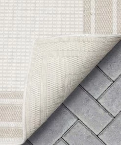 Well Woven Perry Solid Border Pattern Indoor/Outdoor Ivory Textured Rug 11 Well Woven Perry Solid Border Pattern Indoor/Outdoor Ivory Textured Rug