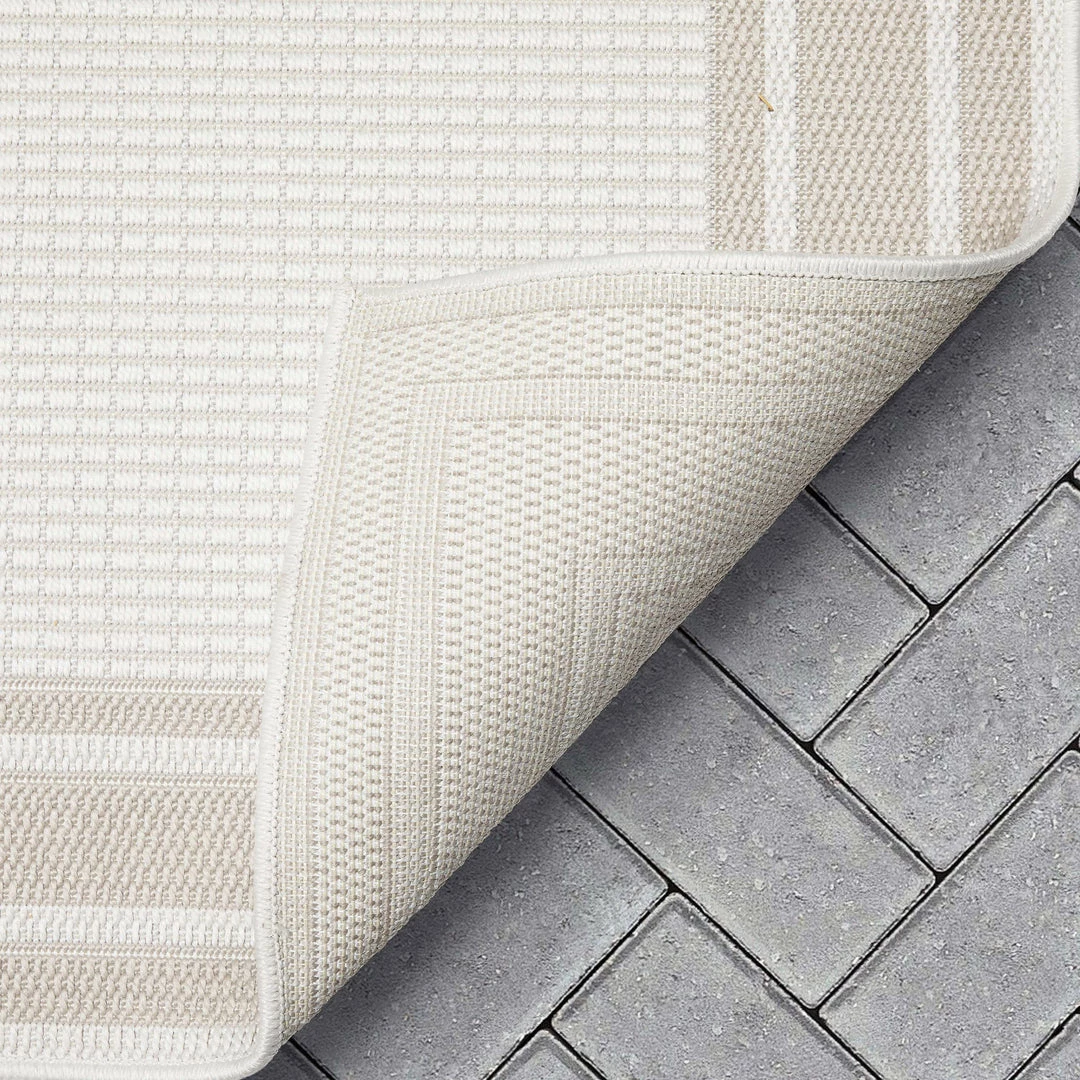 Well Woven Perry Solid Border Pattern Indoor/Outdoor Ivory Textured Rug 5 Well Woven Perry Solid Border Pattern Indoor/Outdoor Ivory Textured Rug