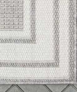 Well Woven Perry Solid Border Pattern Indoor/Outdoor Grey Textured Rug 9 Well Woven Perry Solid Border Pattern Indoor/Outdoor Grey Textured Rug