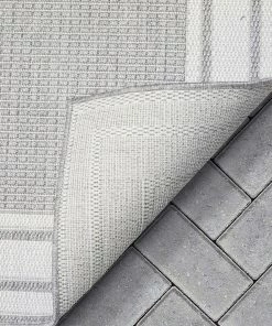 Well Woven Perry Solid Border Pattern Indoor/Outdoor Grey Textured Rug 11 Well Woven Perry Solid Border Pattern Indoor/Outdoor Grey Textured Rug