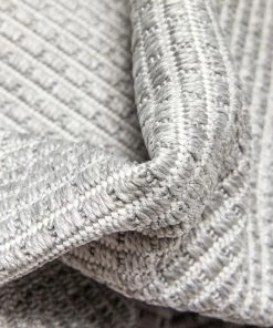 Well Woven Perry Solid Border Pattern Indoor/Outdoor Grey Textured Rug 10 Well Woven Perry Solid Border Pattern Indoor/Outdoor Grey Textured Rug