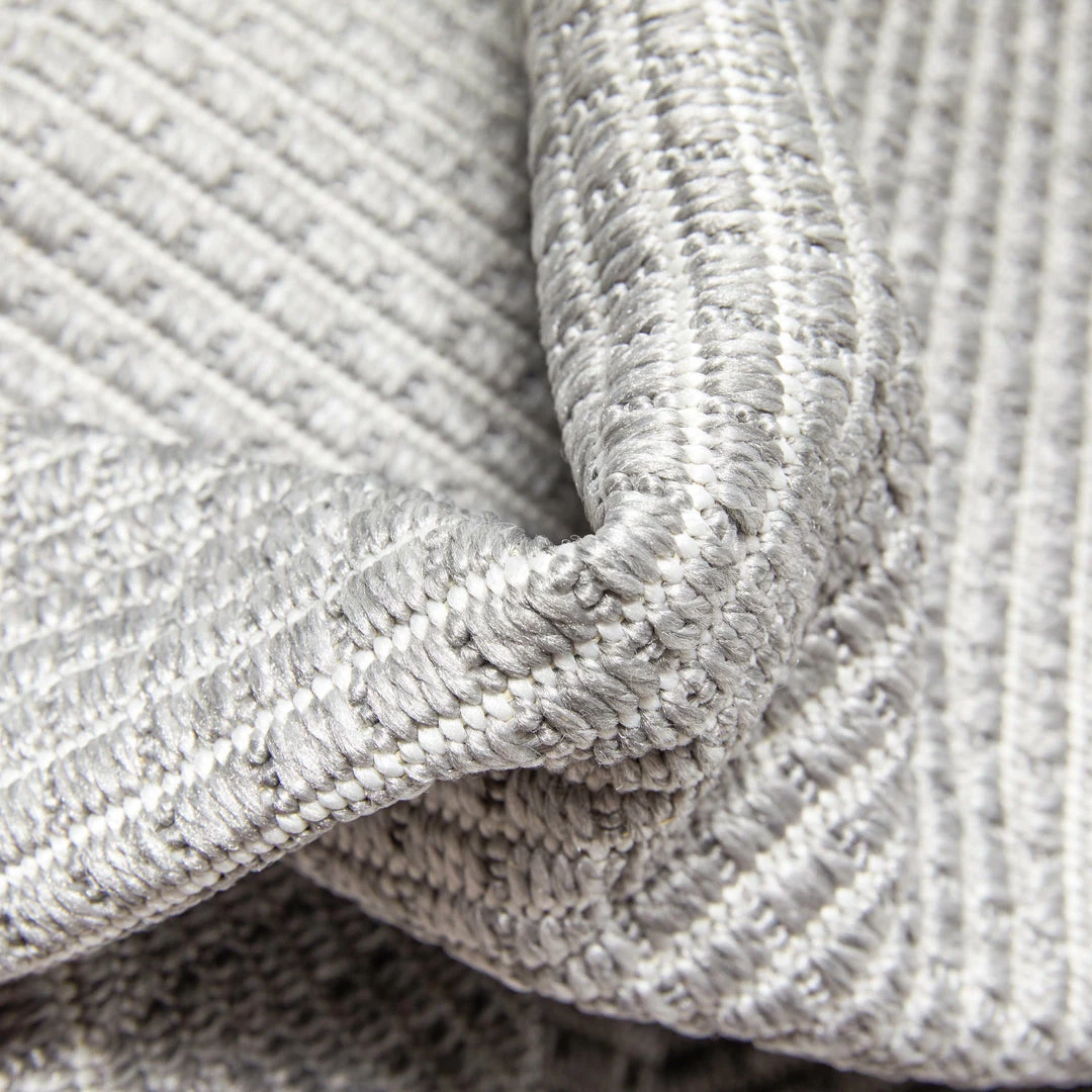 Well Woven Perry Solid Border Pattern Indoor/Outdoor Grey Textured Rug 4 Well Woven Perry Solid Border Pattern Indoor/Outdoor Grey Textured Rug