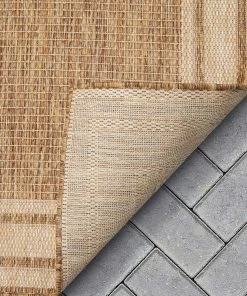 Well Woven Perry Solid Border Pattern Indoor/Outdoor Brown Textured Rug