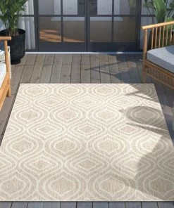 Well Woven Ludo Lattice Trellis Indoor/Outdoor Beige Textured Rug Global