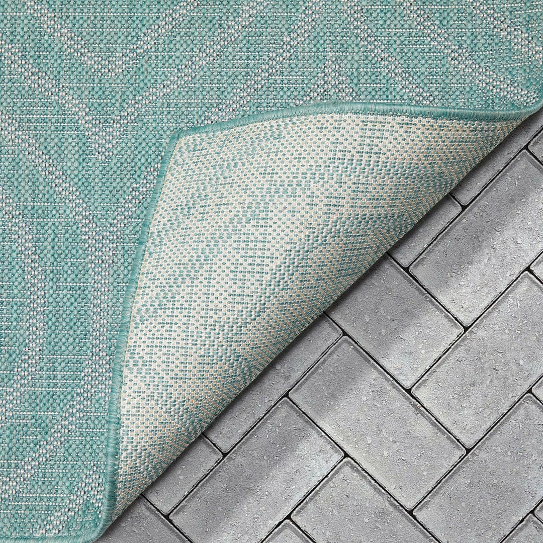 Well Woven Ludo Lattice Trellis Indoor/Outdoor Blue Textured Rug 5 Well Woven Ludo Lattice Trellis Indoor/Outdoor Blue Textured Rug
