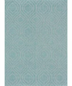 Well Woven Ludo Lattice Trellis Indoor/Outdoor Blue Textured Rug