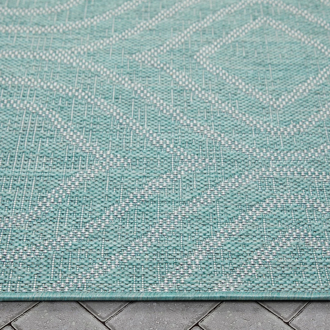 Well Woven Ludo Lattice Trellis Indoor/Outdoor Blue Textured Rug 7 Well Woven Ludo Lattice Trellis Indoor/Outdoor Blue Textured Rug