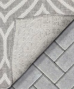 Well Woven Global Ludo Lattice Trellis Indoor/Outdoor Grey Textured Rug