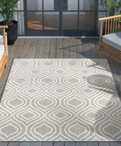 Well Woven Global Ludo Lattice Trellis Indoor/Outdoor Grey Textured Rug