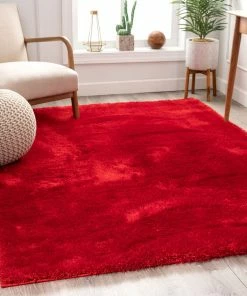 Well Woven Liza Red Plush Shag Rug