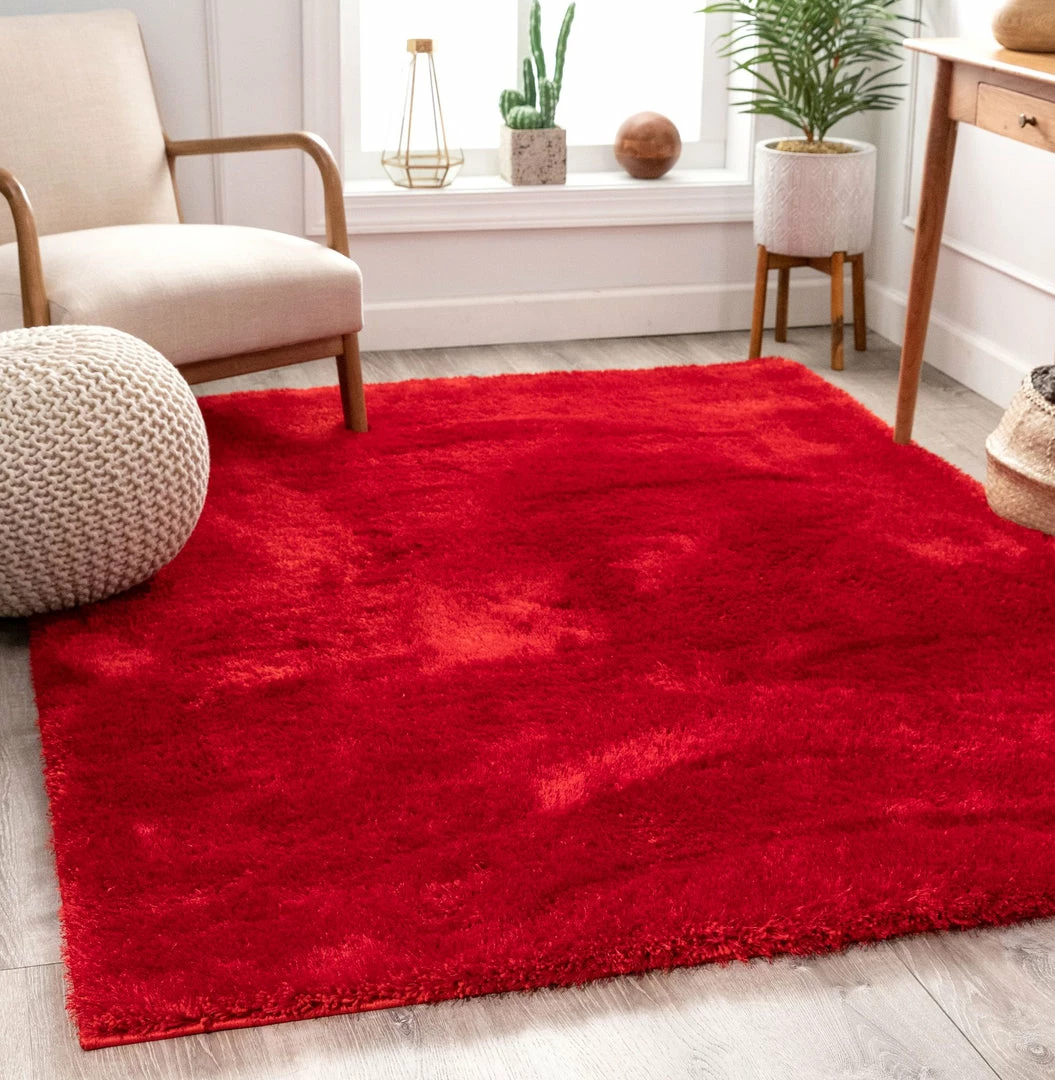 Well Woven Liza Red Plush Shag Rug 2 Well Woven Liza Red Plush Shag Rug