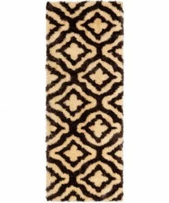 Well Woven Jesse Trellis Beige Plush Shag Rug