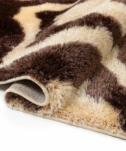 Well Woven Jesse Trellis Beige Plush Shag Rug