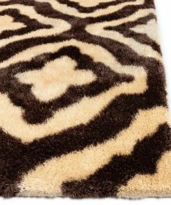 Well Woven Jesse Trellis Beige Plush Shag Rug