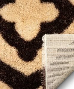 Well Woven Jesse Trellis Beige Plush Shag Rug