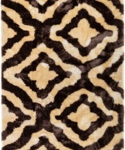 Well Woven Jesse Trellis Beige Plush Shag Rug