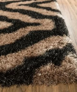 Well Woven Jesse Trellis Black Plush Shag Rug