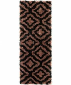 Well Woven Jesse Trellis Black Plush Shag Rug