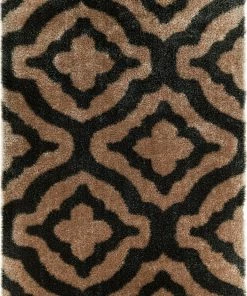 Well Woven Jesse Trellis Black Plush Shag Rug