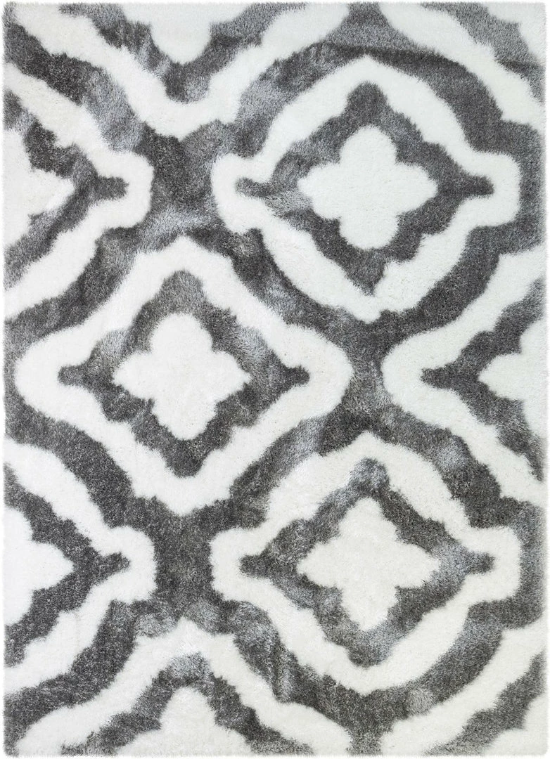 Well Woven Jesse Trellis White Plush Shag Rug 1 Well Woven Jesse Trellis White Plush Shag Rug