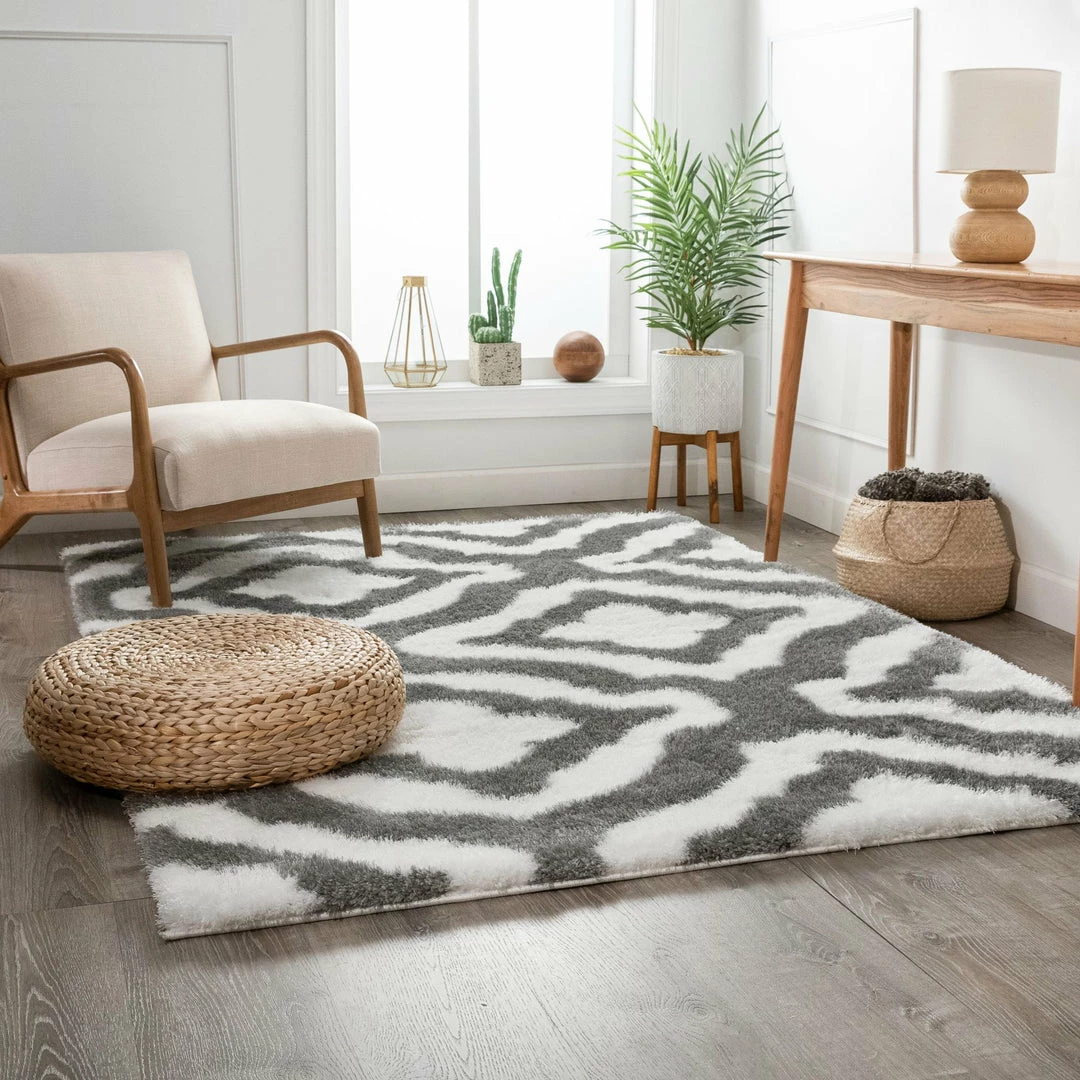 Well Woven Jesse Trellis White Plush Shag Rug 2 Well Woven Jesse Trellis White Plush Shag Rug