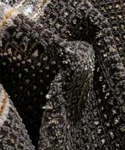 Well Woven Geometric Waylon Retro Border Solid & Striped Grey Glam Rug