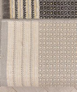 Well Woven Geometric Custom Size Runner Waylon Retro Border Solid & Striped Grey 31 Inch Wide X Choose Your Length Hallway Runner Rug
