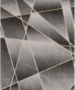 Well Woven Arthur Retro Geometric Marble Pattern Grey Glam Rug