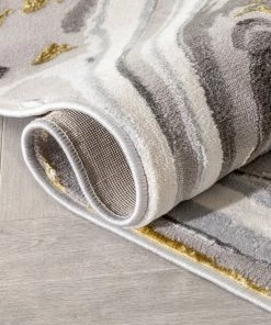 Well Woven Beckley Contemporary Abstract Waves Ivory Glam Rug