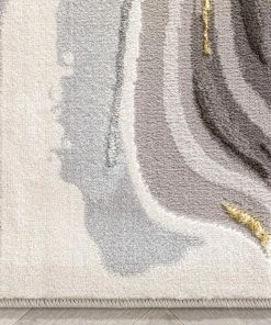 Well Woven Beckley Contemporary Abstract Waves Ivory Glam Rug